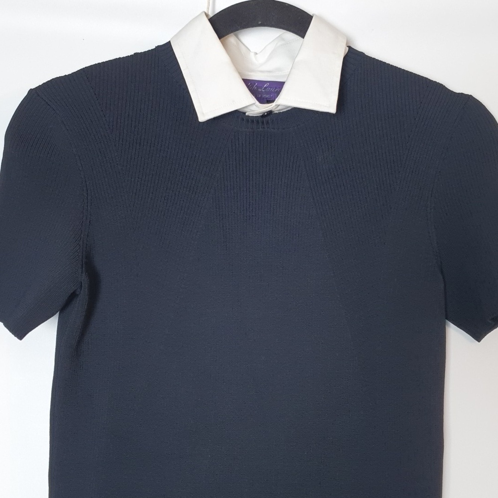 Ralph Lauren Purple Label Woven-Collar Sweater Day Dress - Picture 11 of 14
